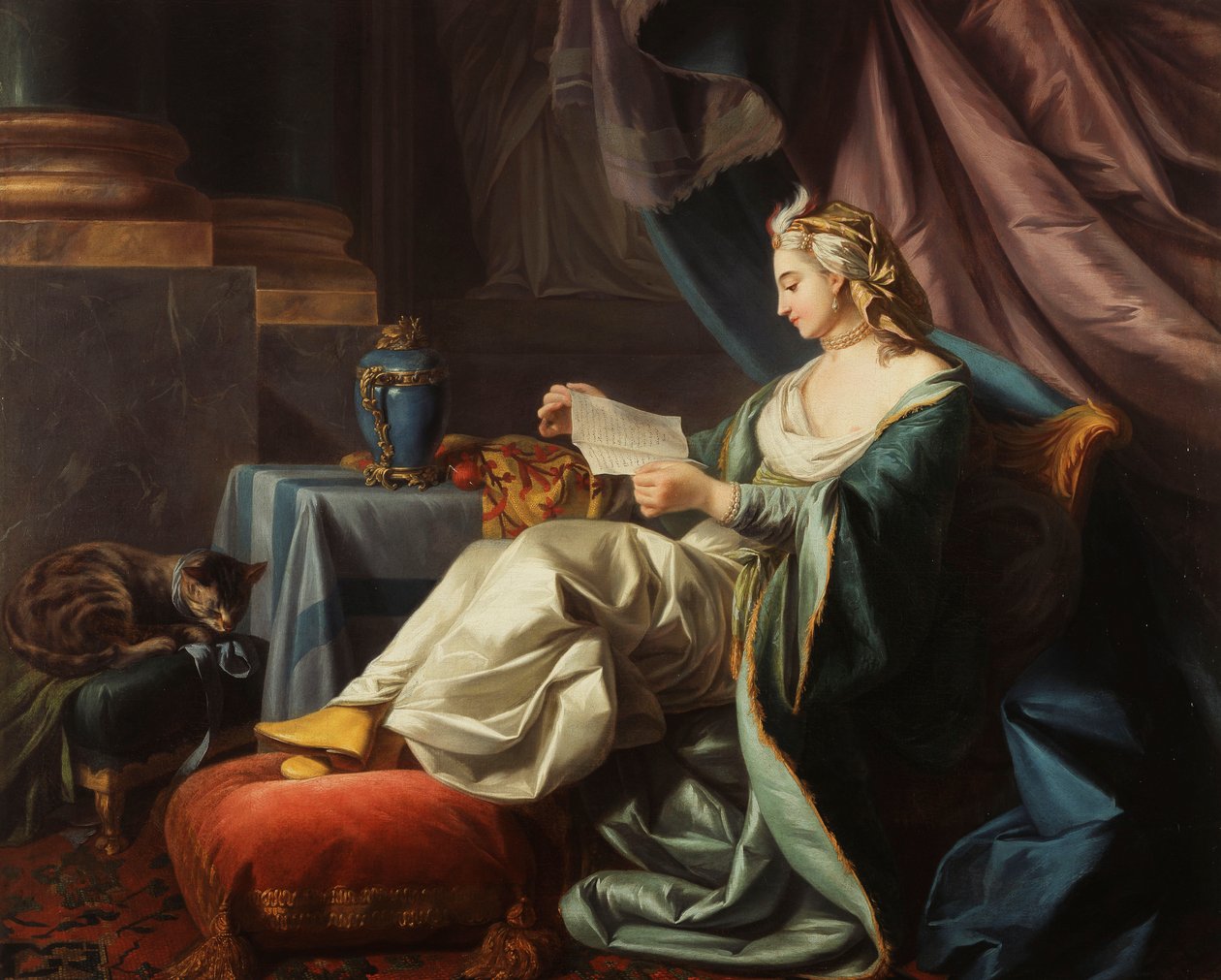Um jovem sultão lendo uma carta, de Louis Michel van Loo