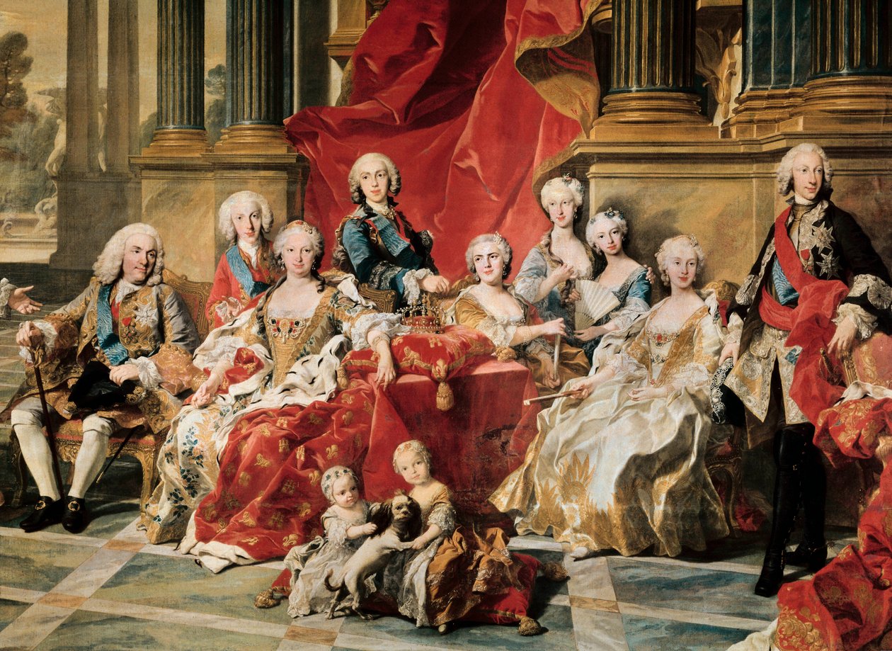 Philip V rodeado pela sua família. Detalhe de um quadro de Louis Michel van Loo de Louis Michel van Loo