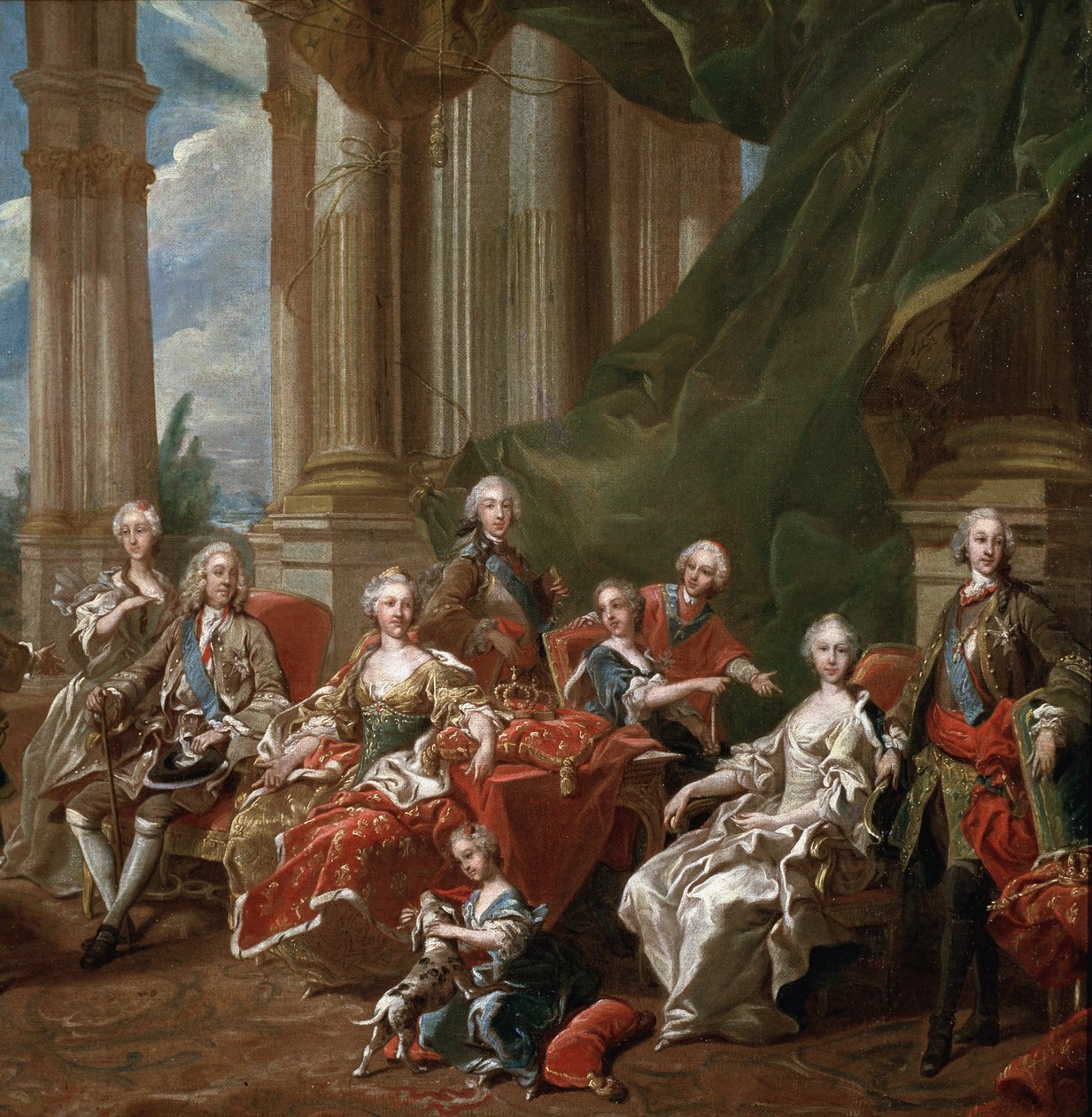 Retrato de Filipe V, Rei de Espanha, rodeado pela sua família, detalhe (óleo sobre tela de Louis Michel van Loo