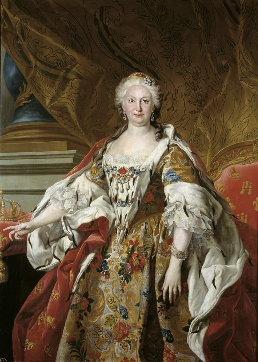 Espanhol: Isabel Farnesio, reina de España Retrato oficial da Rainha Isabel de Farnesio de Louis Michel van Loo