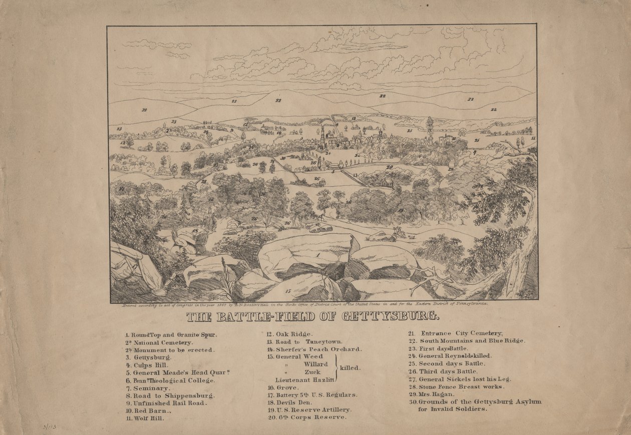 O campo de batalha de Gettysburg, c.1867 de Louis N. Rosenthal