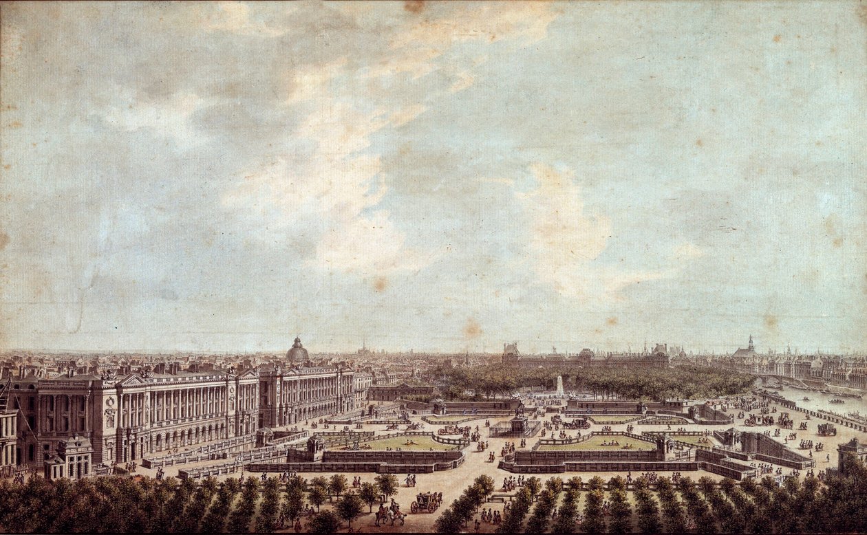 Vista da Place Louis XV (atual Place de la Concorde em Paris Aquarela de Louis Nicolas de Lespinasse (1734-1808) 1778 Paris, Musee Carnavalet de Louis Nicolas de Lespinasse