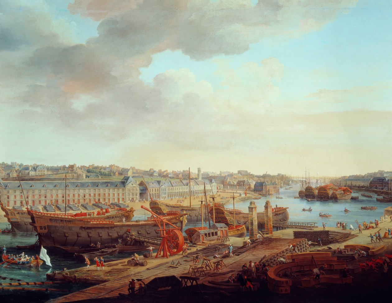 Estaleiro: "A Cidade de Brest" Detalhe. Pintura de Louis Nicolas van Blarenberghe (1716-1794) 1774 de Louis Nicolas van Blarenberghe