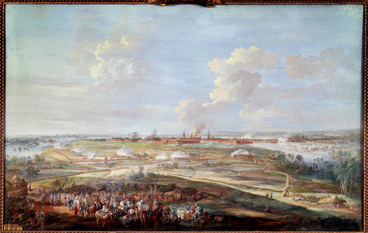 Vista do cerco de Menin por Louis XV de 28 de Maio a 4 de Junho 1744 Pintura de uma guache por Louis Nicolas Van Blarenberghe (1716-1794) 1780 Sol. 0,59 x 0,94 m de Louis Nicolas van Blarenberghe