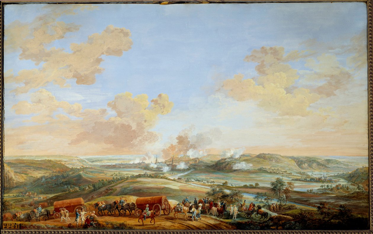 Guerra da Sucessão da Áustria (1741-1748): "Cerco dos castelos de Namur pelo Conde de Clermont de 24 a 30 de Setembro de 1746" Gouache por Louis Nicolas Van Blarenberghe (1716-1794) 1782 Sol. 0,59x0,94 m Versailles, museu do castelo de Louis Nicolas van Blarenberghe