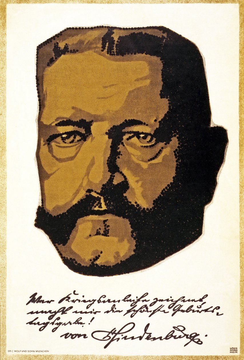 Retrato do general campo Marshall Paul von Hindenburg, bar. Munique, 1917 de Louis Oppenheim