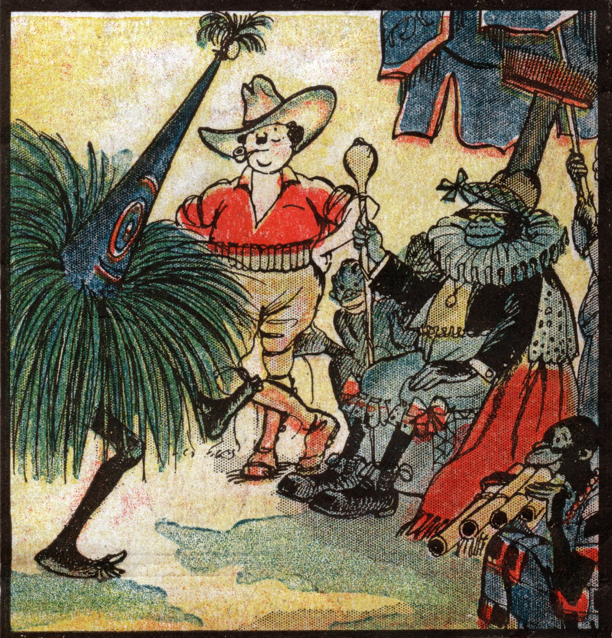 Nestor Fenleroc, colono europeu visita uma tribo africana. 1923 (gravura) de Louis Peltier