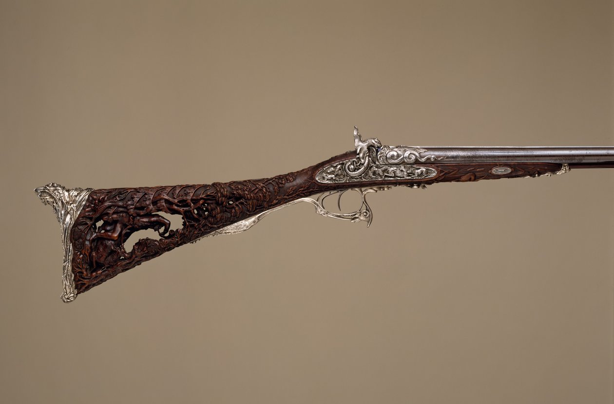Espingarda de percussão de cano duplo, francesa, Paris, datada de 1854 de Louis Perrin
