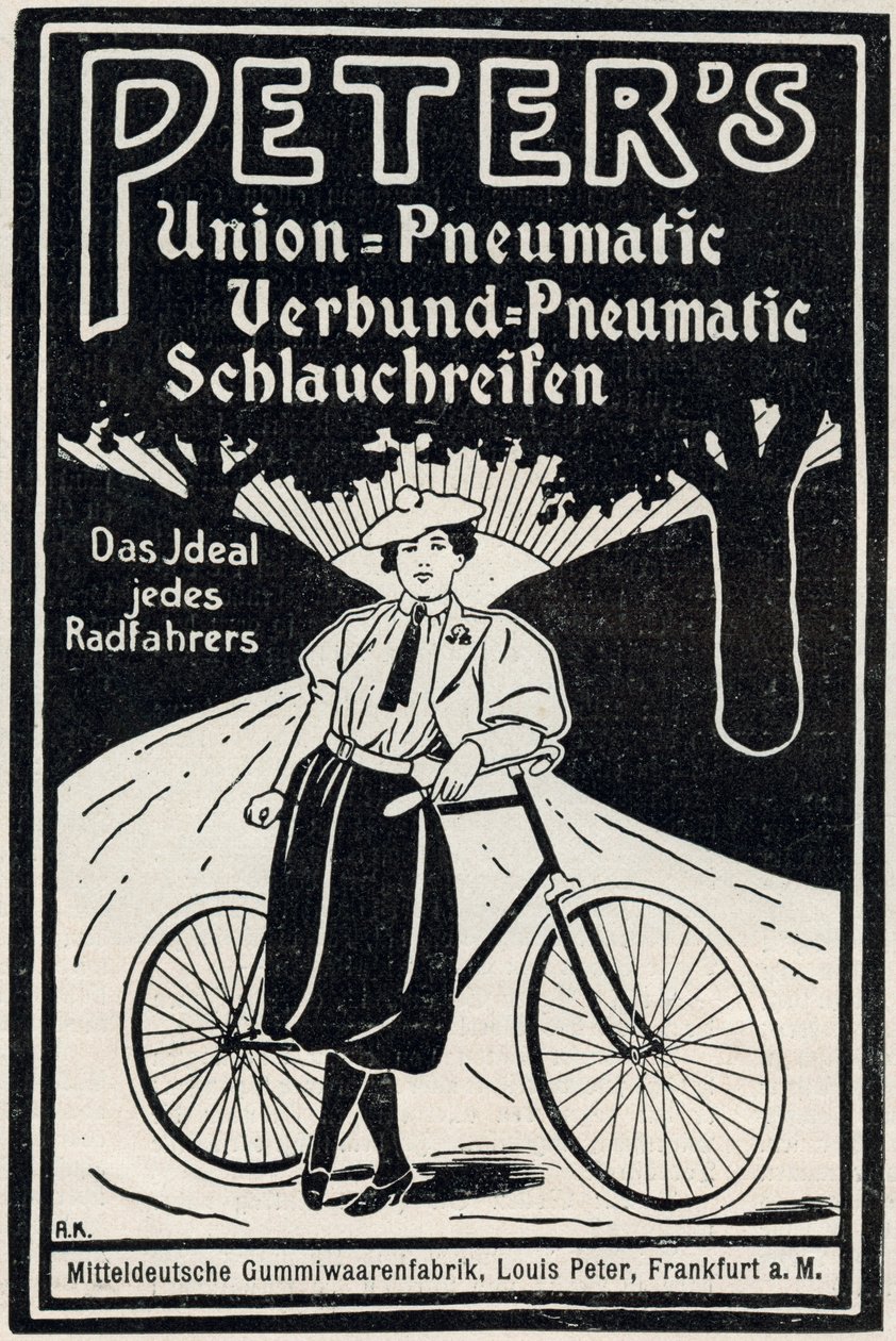 Anúncio para pneus de bicicleta pneumática de Peter, 1898 de Louis Peter