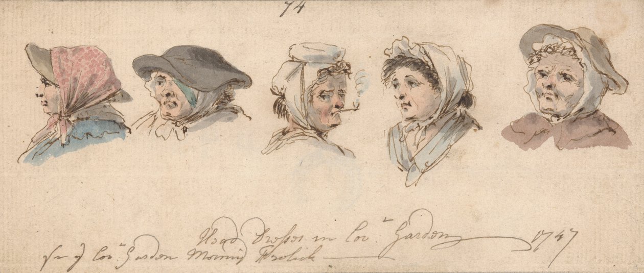 Vestidos de cabeça em Covent Garden de Louis Philippe Boitard