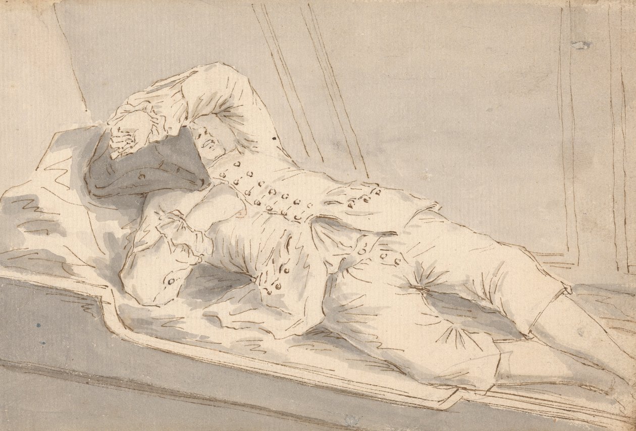 Homem a dormir num beliche a bordo de um navio de Louis Philippe Boitard