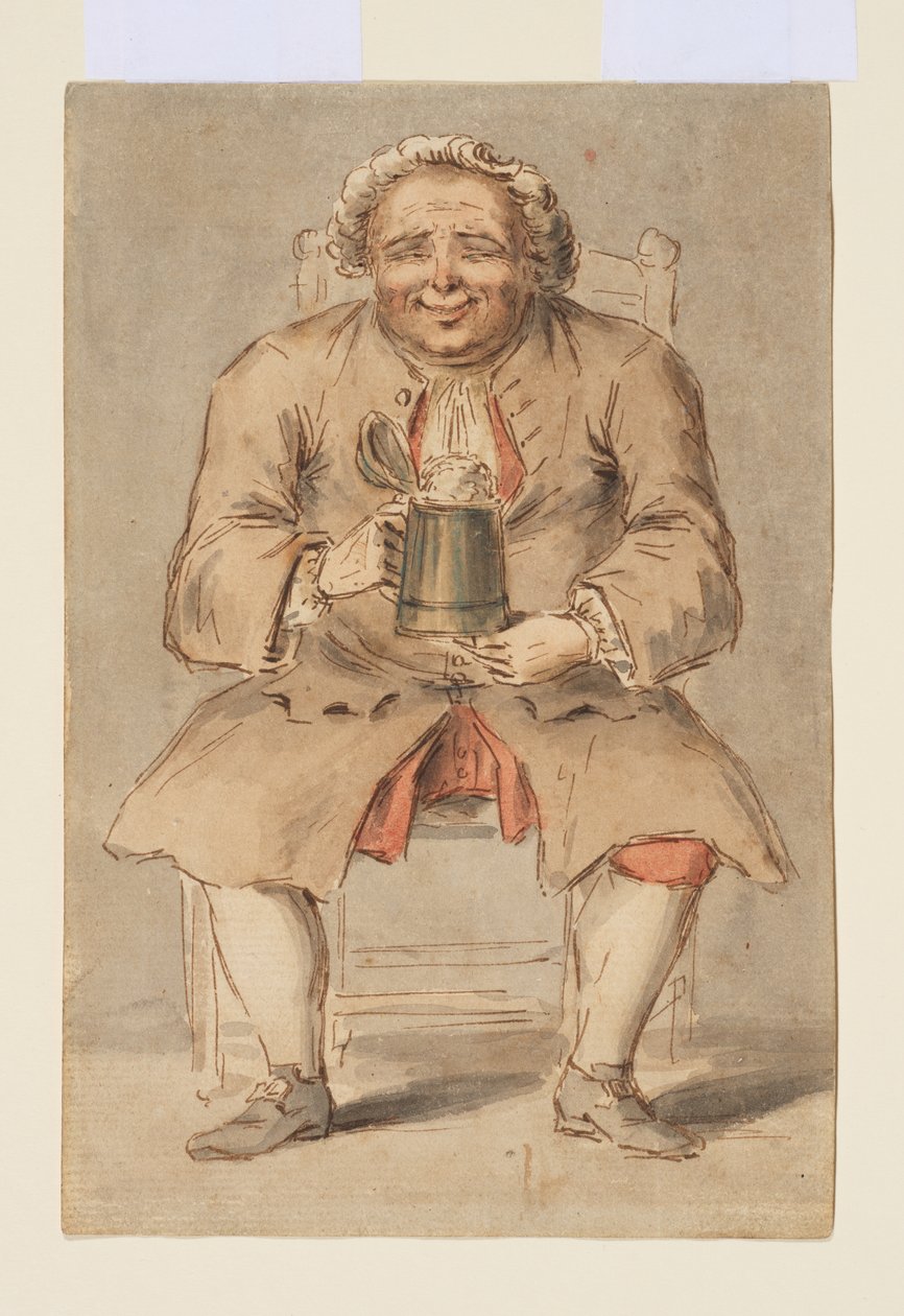 Homem sentado com uma caneca de Louis Philippe Boitard