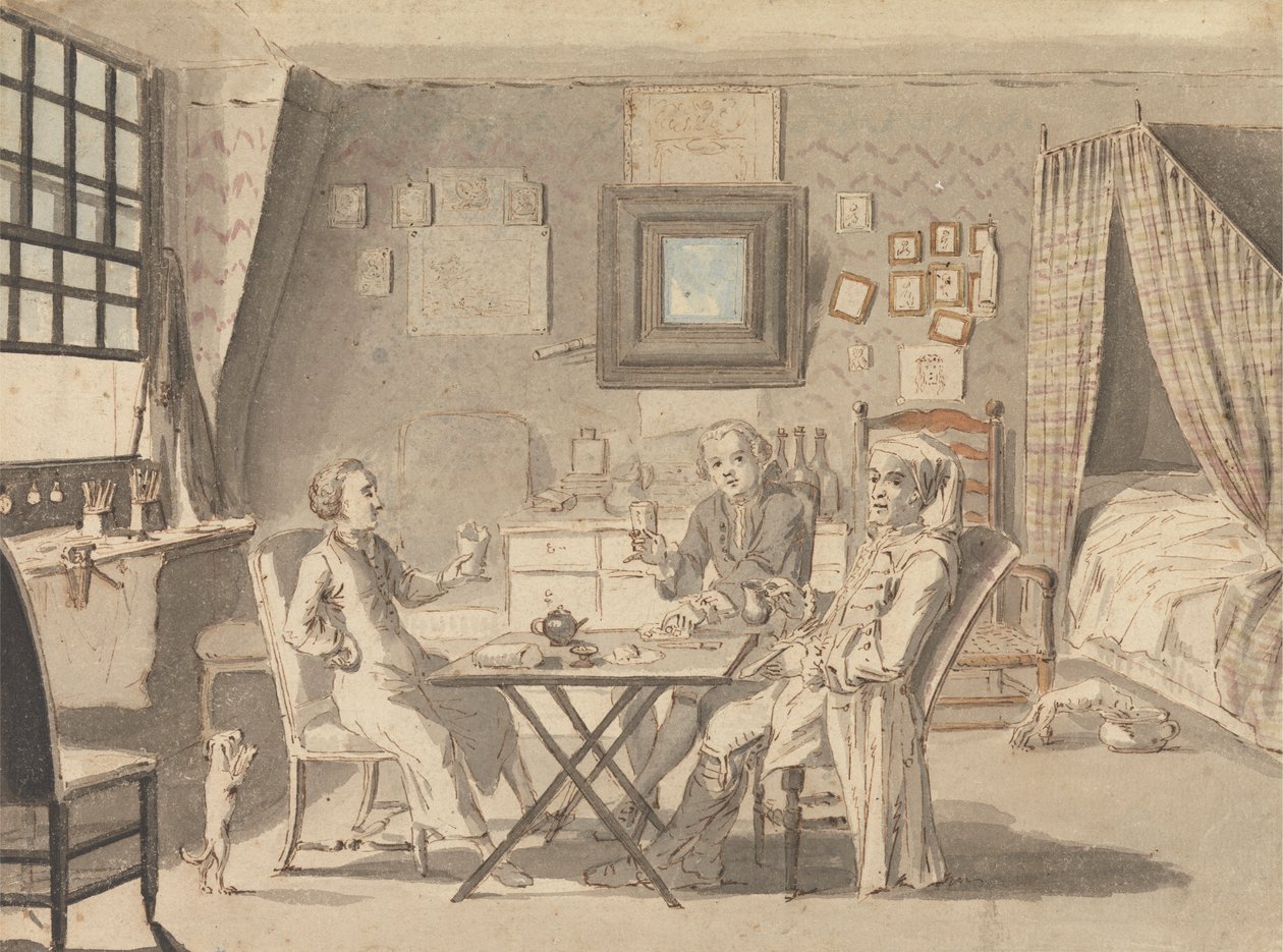 Auto-retrato com Dois Jovens Homens de Louis Philippe Boitard