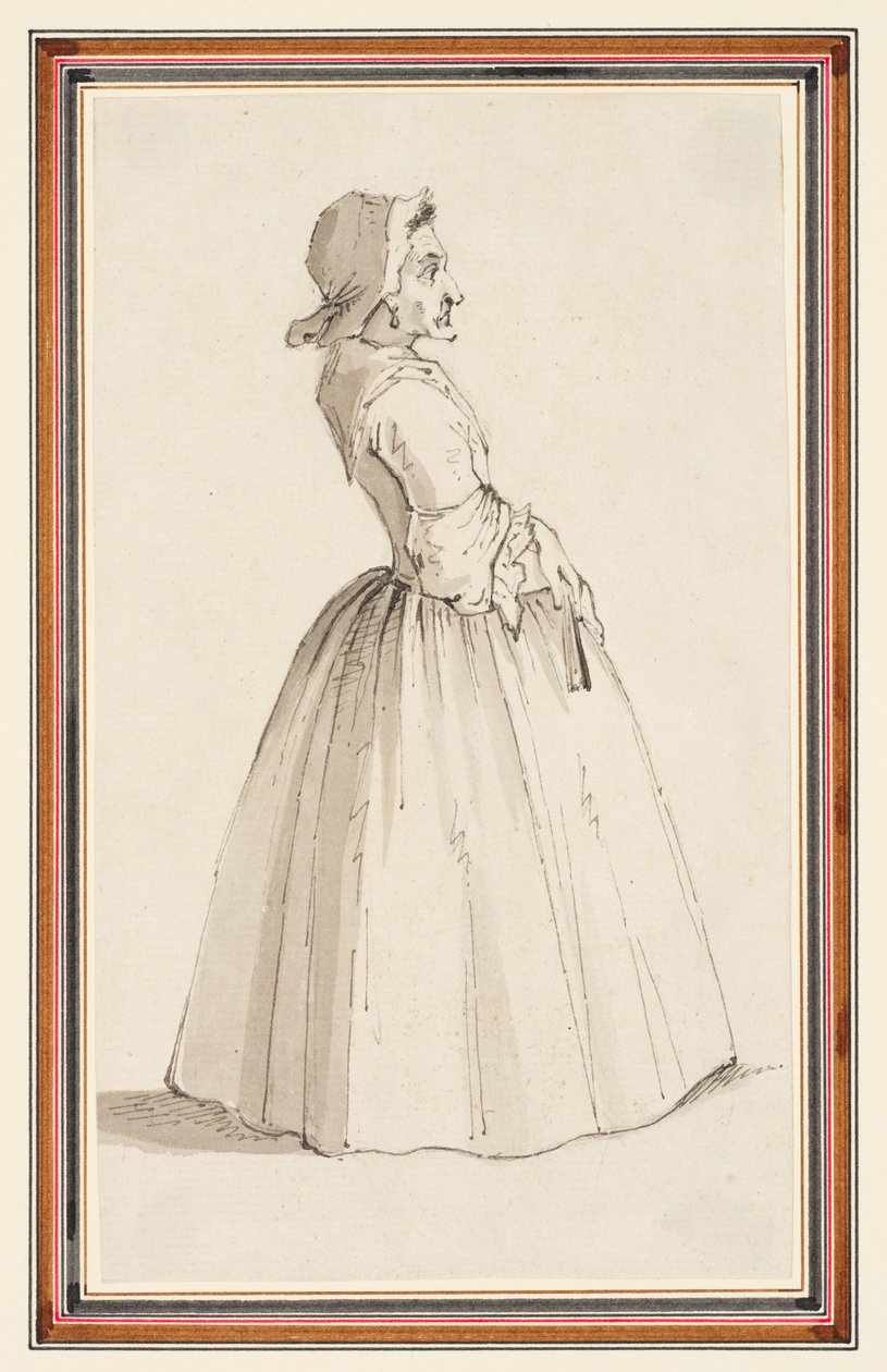 Mulher de pé, virada para a direita (lápis, caneta e tinta e aguarela sobre papel) de Louis Philippe Boitard