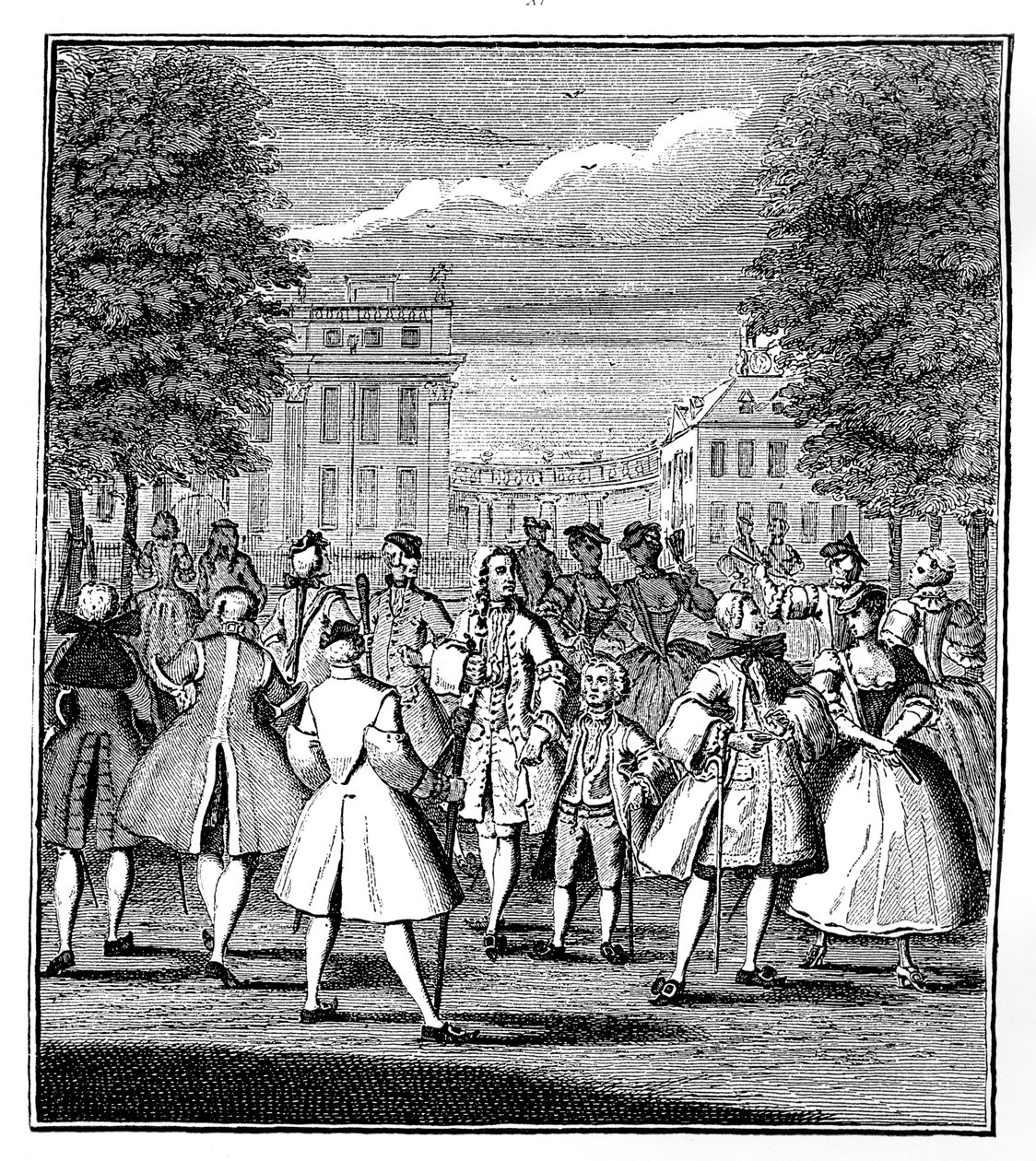 O Beau Monde em St Jamess Park, 1750. de Louis Philippe Boitard