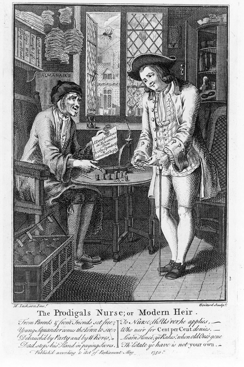 A enfermeira do prodígio ou o herdeiro moderno, bar. 1750 de Louis Philippe Boitard