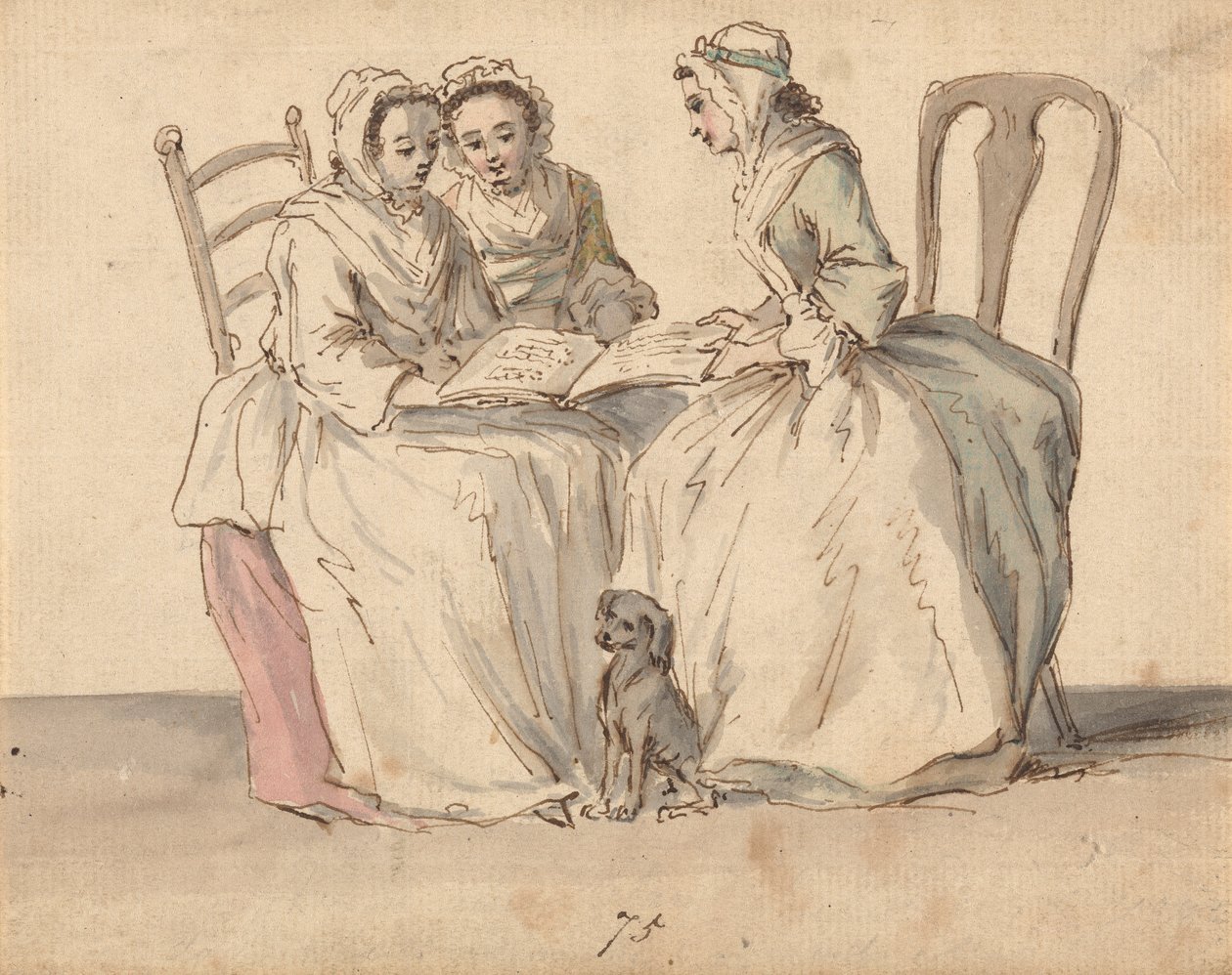 Três damas sentadas de Louis Philippe Boitard