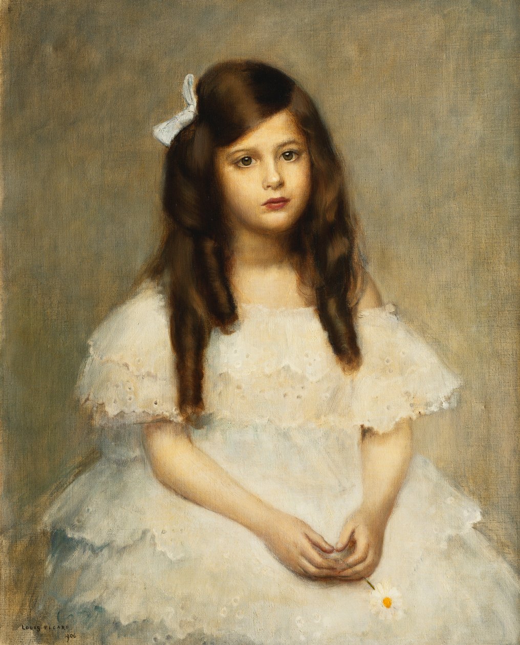 Retrato de uma menina sentada a três quartos de Louis Picard