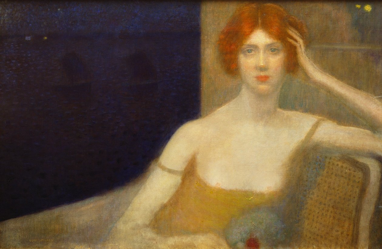 Noite à beira-mar (óleo sobre tela) de Louis Picard