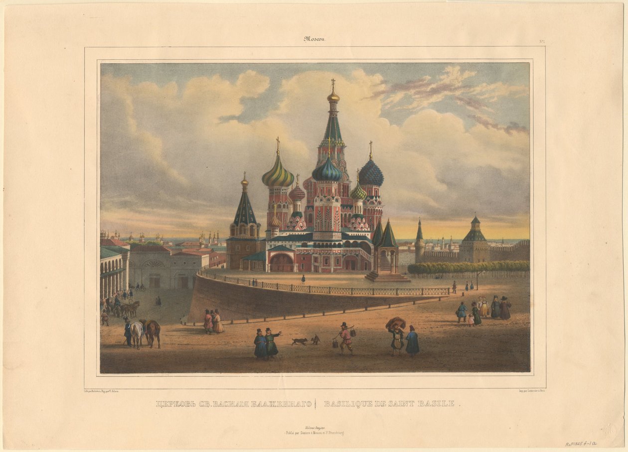 A Catedral de Basílio em Moscou, 1845 de Louis Pierre Alphonse Bichebois
