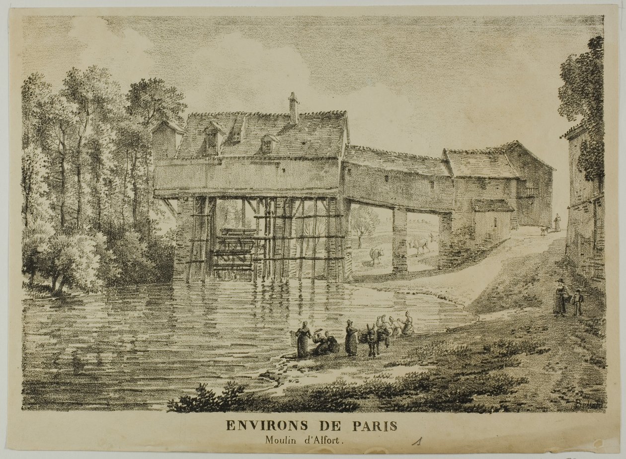 Os arredores de Paris: Alfort Mill de Louis Pierre Baltard