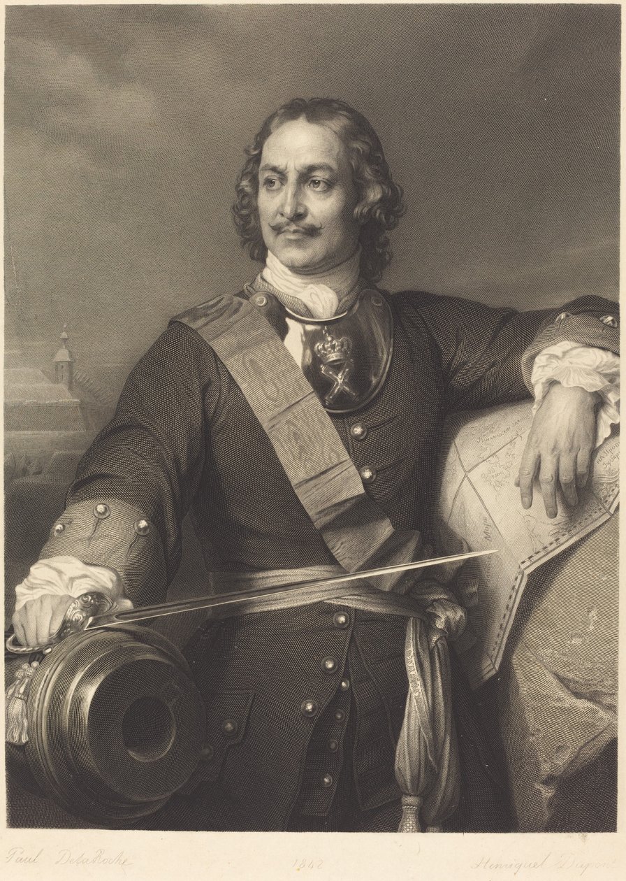 Pedro, o Grande da Rússia de Louis Pierre Henriquel after Paul Delaroche