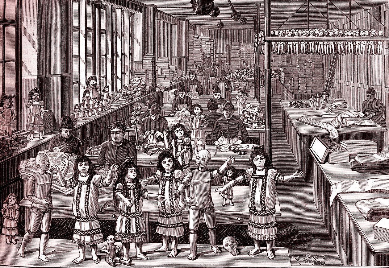 Fábrica de bonecas, sala de expedição, de "La Nature" de Louis Poyet
