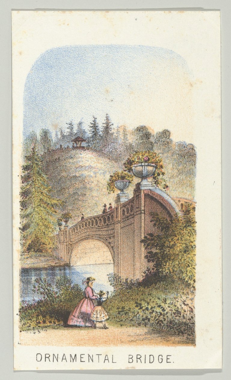 Ponte Ornamental, da série, Views in Central Park, New York, Parte 2, 1864. de Louis Prang