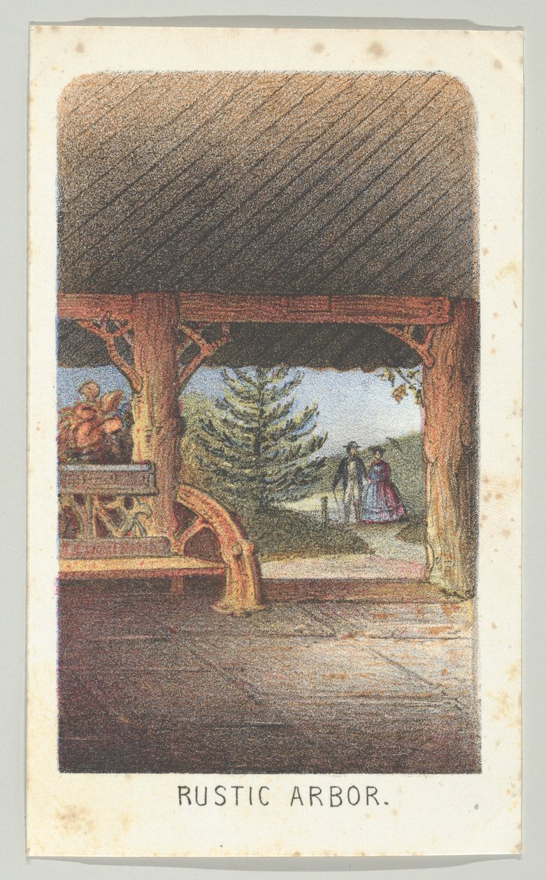 Rustic Arbor, da série, Views in Central Park, New York, Parte 3, 1864. de Louis Prang