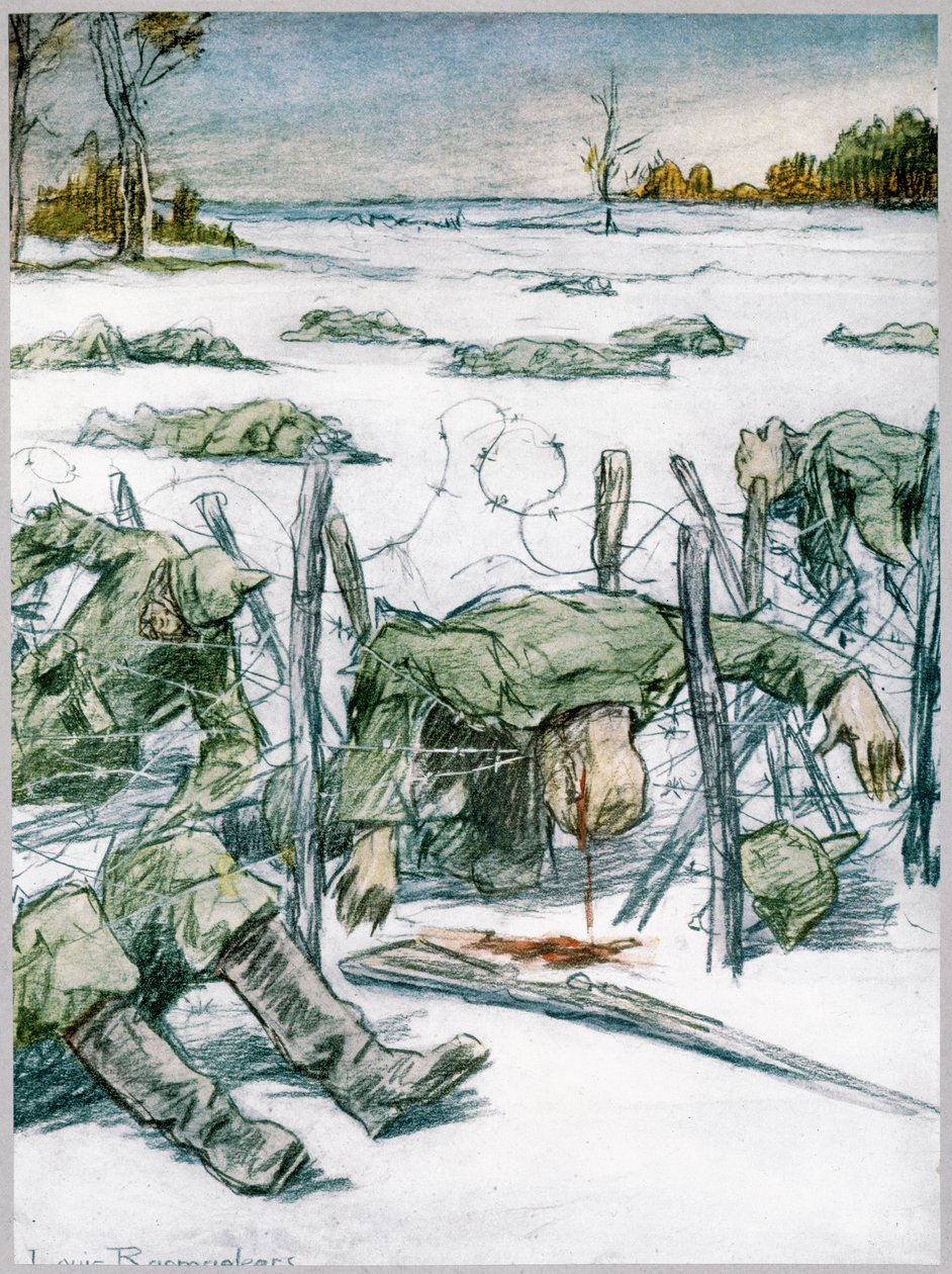 "Arame Farpado", 1916 de Louis Raemaekers