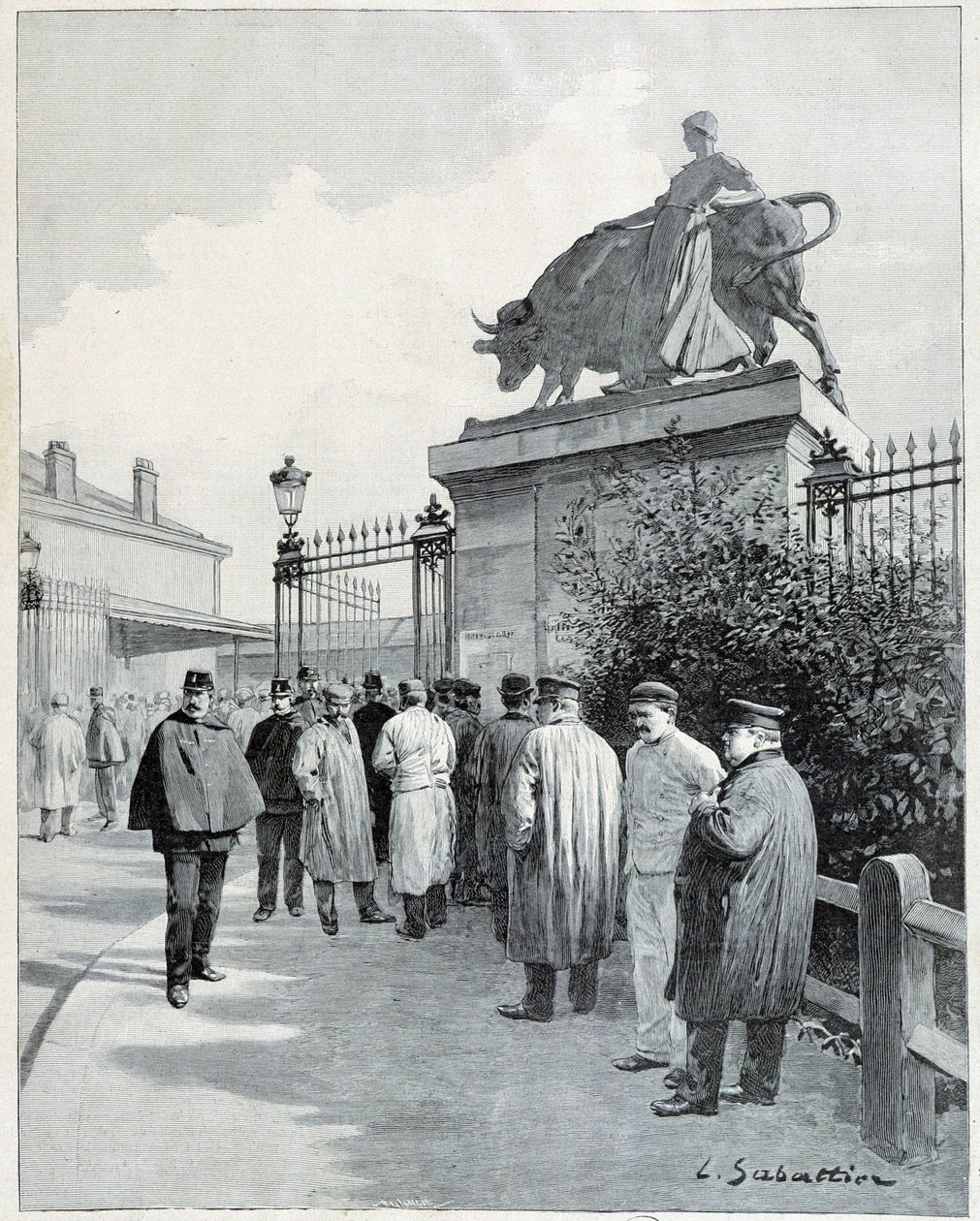 Grevistes no matadouro de la villette de Louis Remy Sabattier