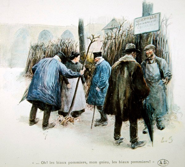 Viveiristas elogiando as maravilhosas macieiras da Normandia de Louis Remy Sabattier