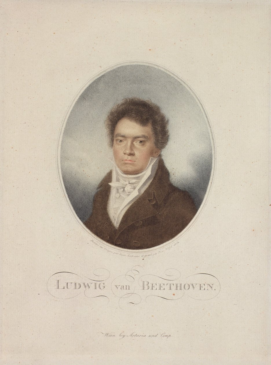 Lugwig van Beethoven (1770-1827) gravado por Blasius Hofel (1792-1863) 1814 (mezzotint) de Louis Rene Letronne