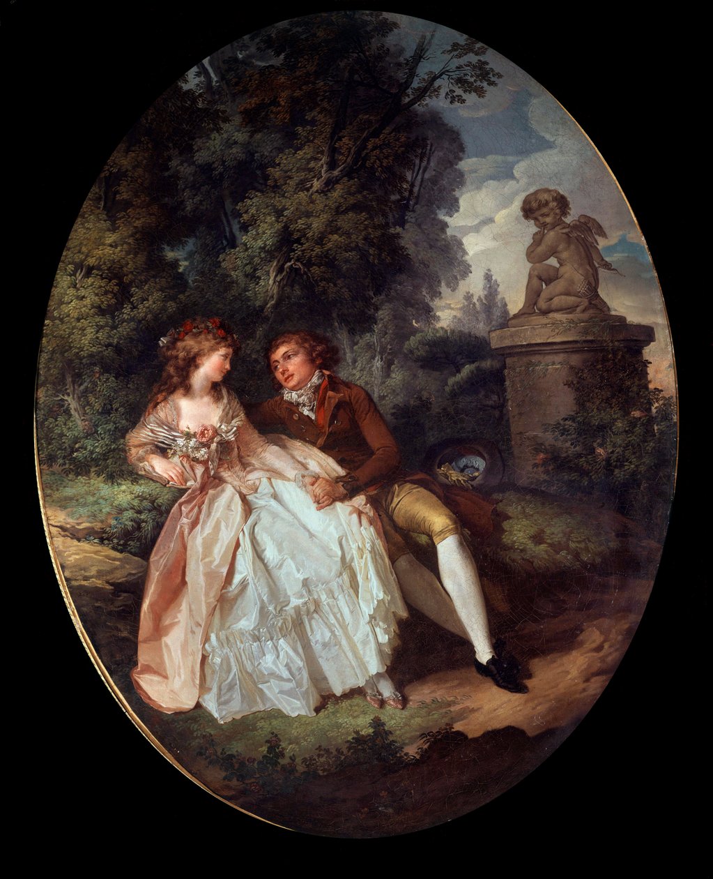 Cena Galante (com Cupido) Pintura de Louis Trinquesse (1746-1800) Tours do século XVIII, Musee des Beaux Arts de Louis Rolland Trinquesse
