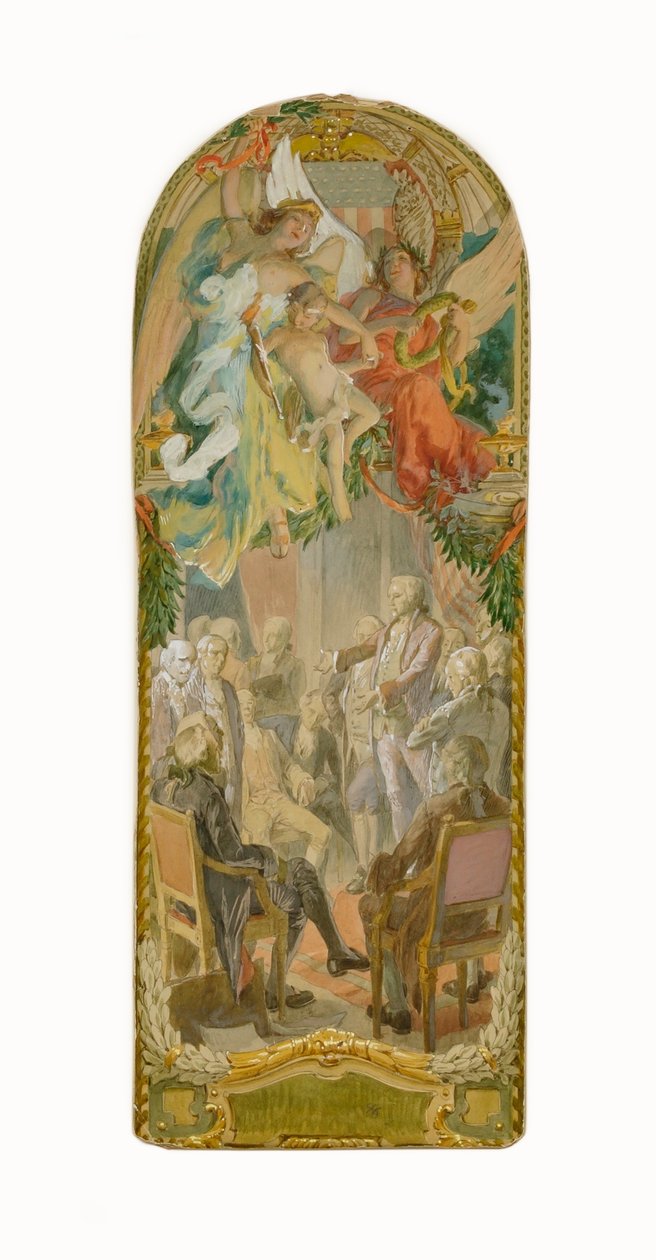 Uma sessão legislativa (estudo para o painel, antigo edifício do Senado) de Louis Schaettle