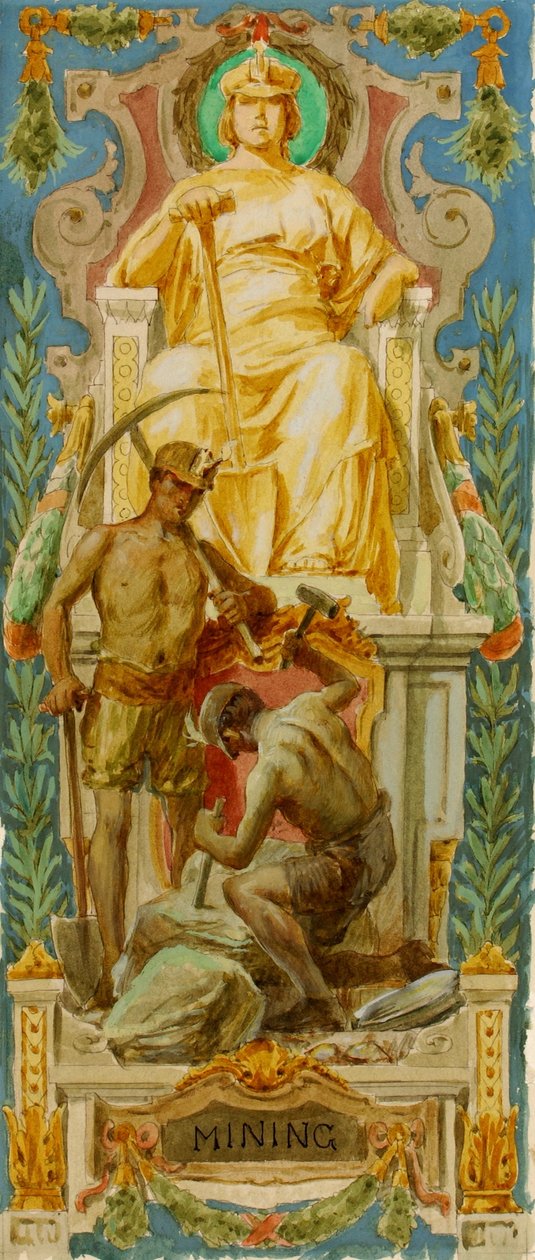 Exploração mineira (estudo para painel, antigo edifício do Senado) de Louis Schaettle