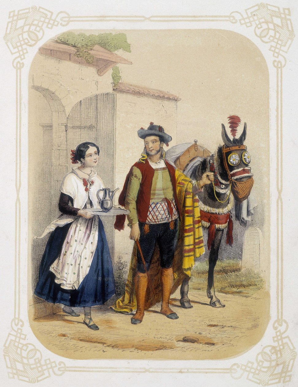 Casal em Espanha - no "Album du jeune voyageur", ilustrado por Louis Lassalle de Louis Simon Lassalle