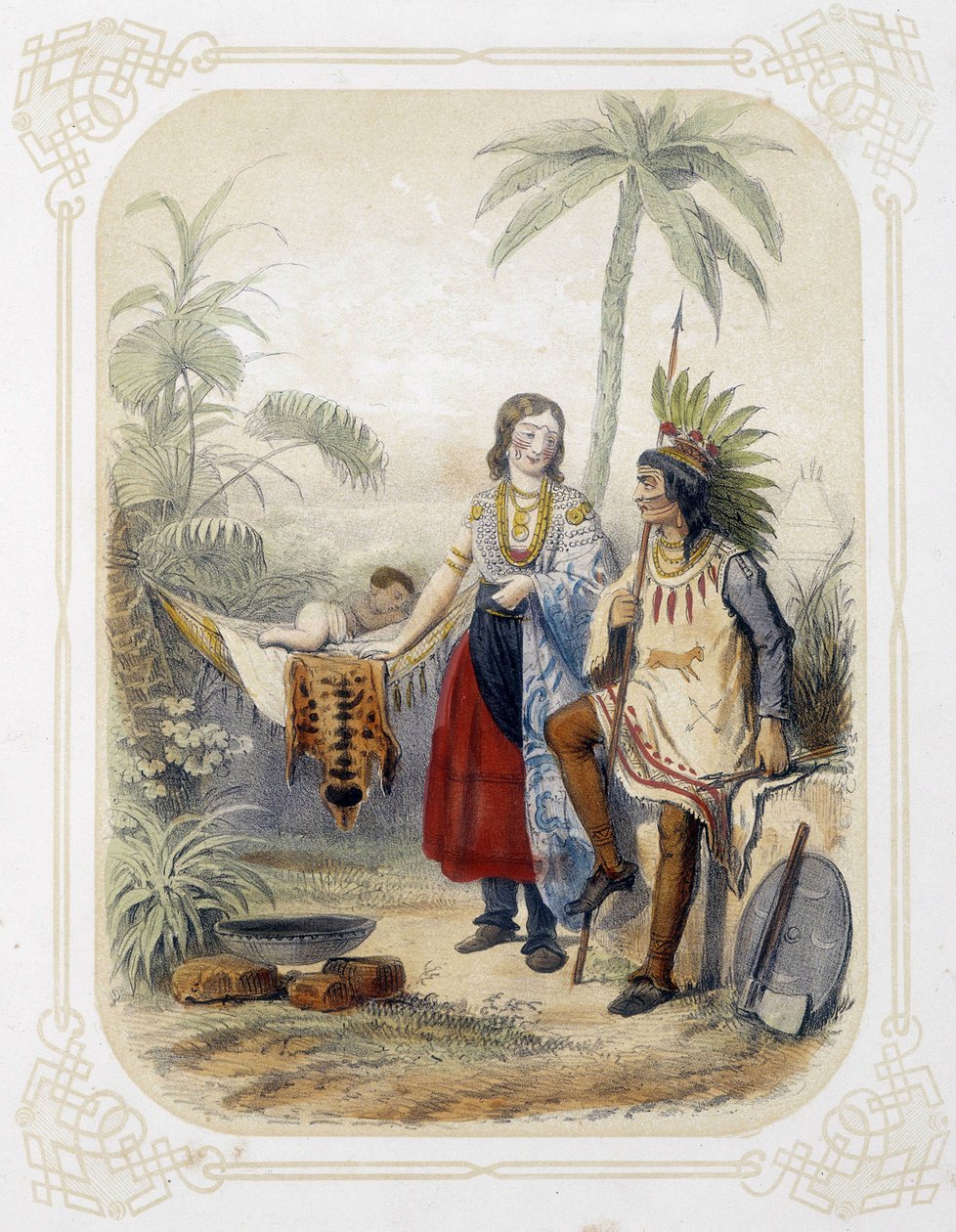 Família na Oceania - no "Album du jeune voyageur", ilustrado por Louis Lassalle de Louis Simon Lassalle