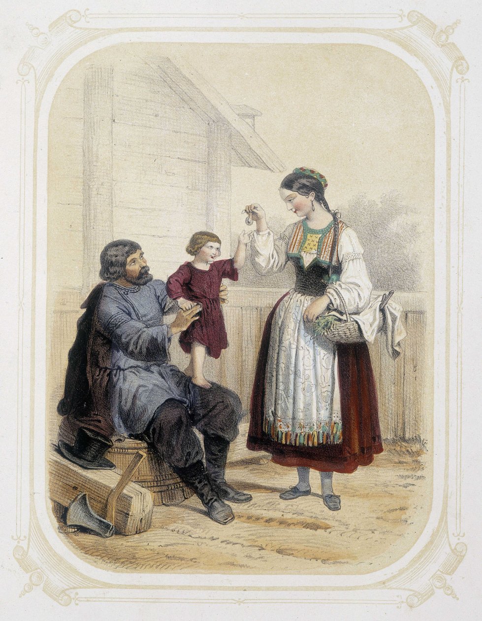 Família na Rússia - no "Album du jeune voyageur", ilustrado por Louis Lassalle de Louis Simon Lassalle