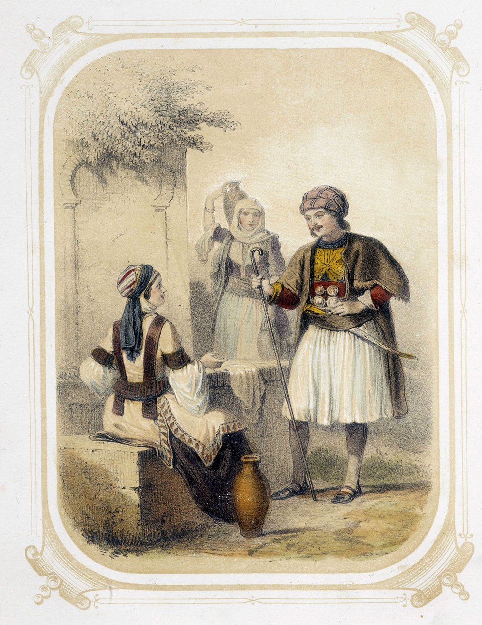 Habitantes da Grécia - no "Album du jeune voyageur", ilustrado por Louis Lassalle de Louis Simon Lassalle