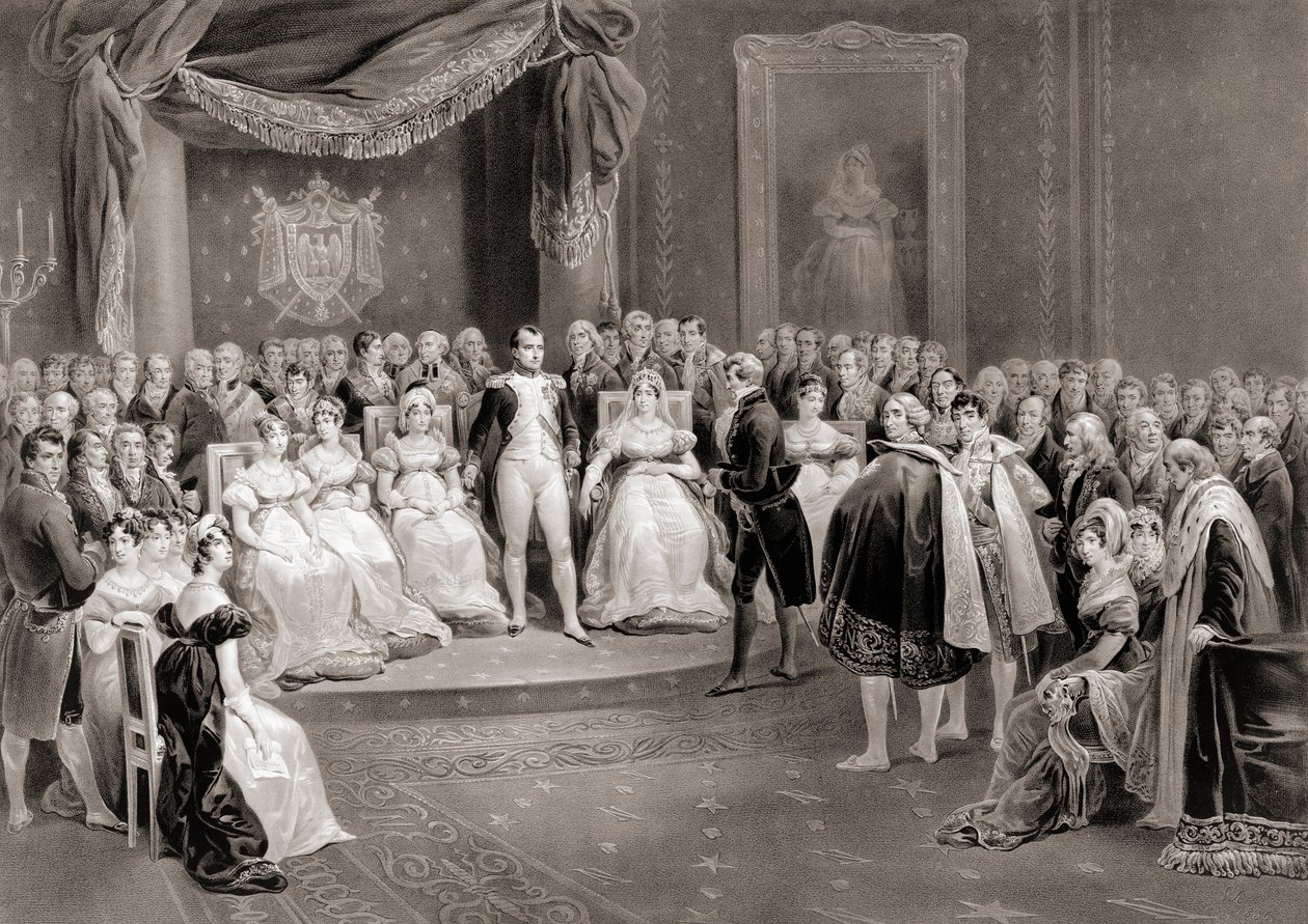 Napoleão e a sua corte. (imprimir) de Louis Stanislas (after) Marin Lavigne