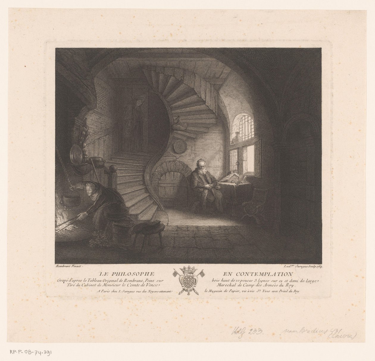 Filósofo contemplativo La philosophe en contemplation (título no objeto) de Louis Surugue
