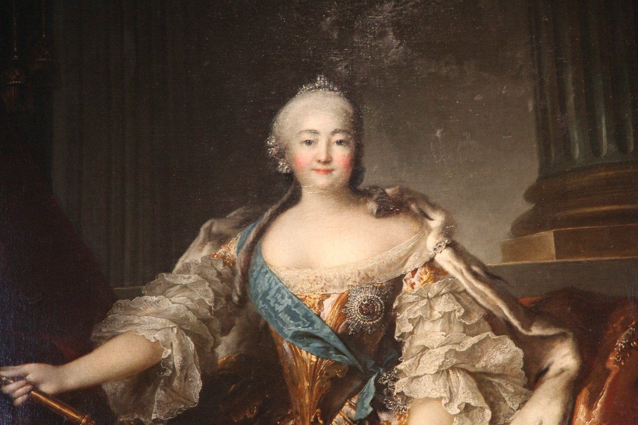 "Retrato da Imperatriz Elizabeth Petrovna", 1758 de Louis Tocqué