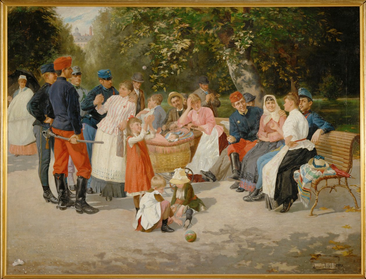 Amas num parque ... (pintura sobre tela) de Louis Uhl