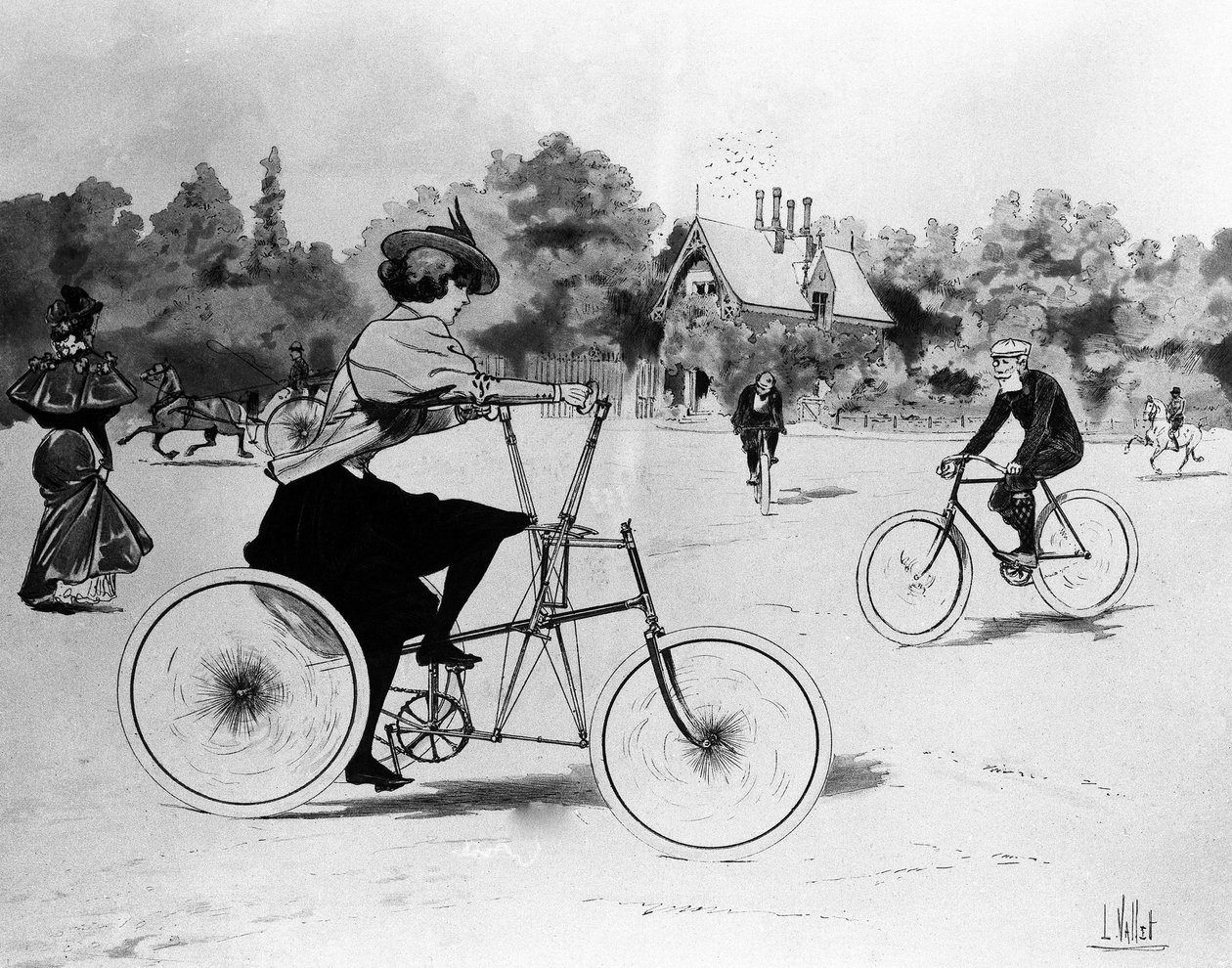 Les Vélocipédistes - por Louis Vallet, Bibl. des Arts deco de Louis Vallet