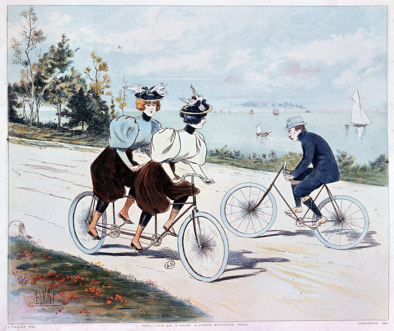 Tandem - desenho por L. Vallet de Louis Vallet