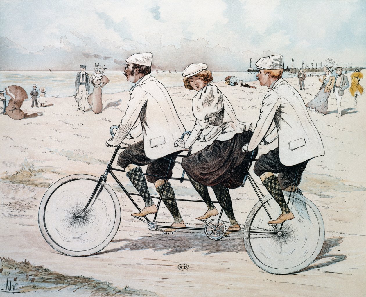 Tandem de três lugares em frente ao mar de Louis Vallet