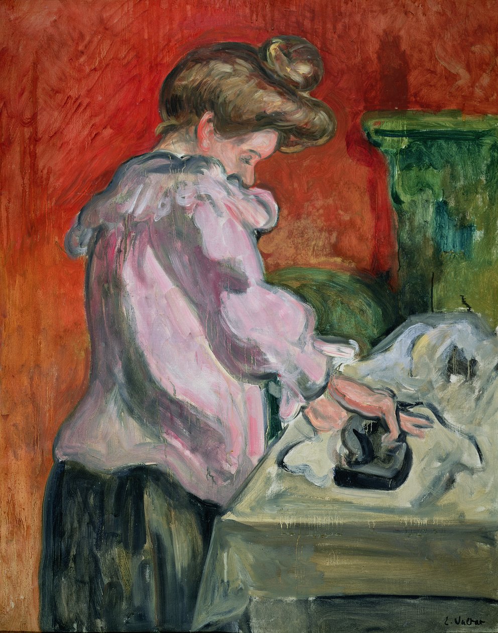 Uma mulher a engomar (óleo sobre tela) de Louis Valtat