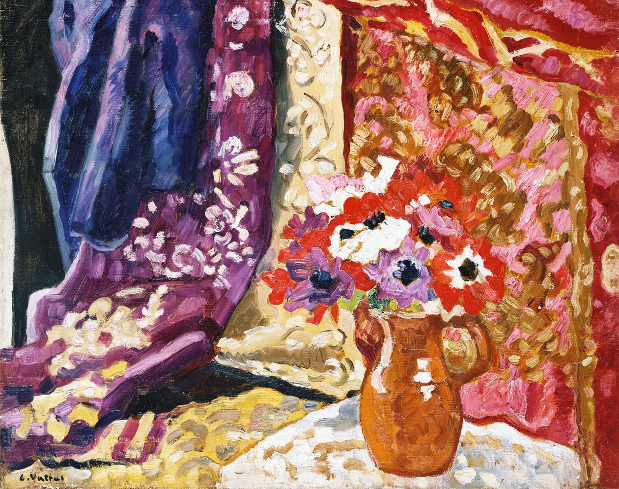 Anémonas com Cortinas de Louis Valtat