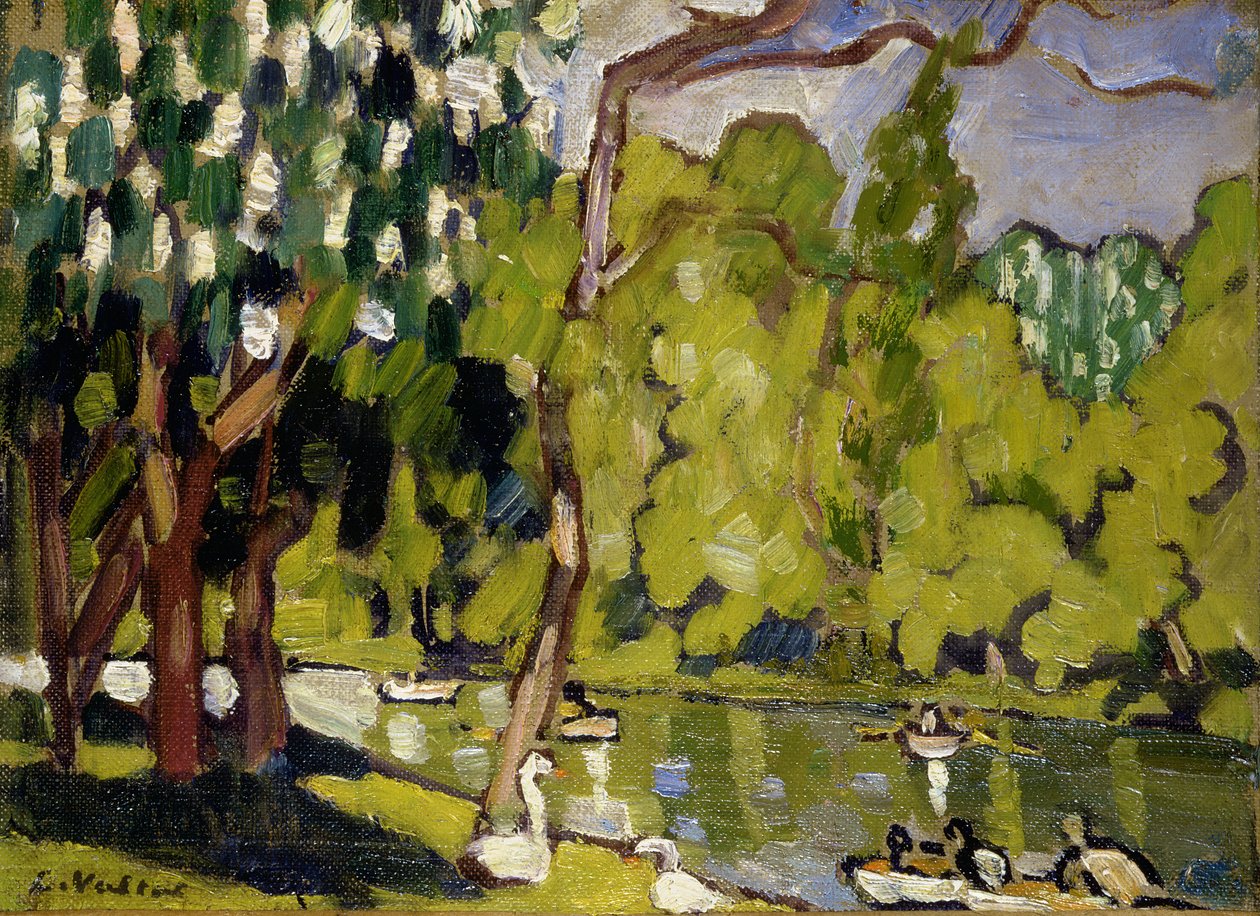 Barcos sobre o lago no Bois de Boulogne de Louis Valtat